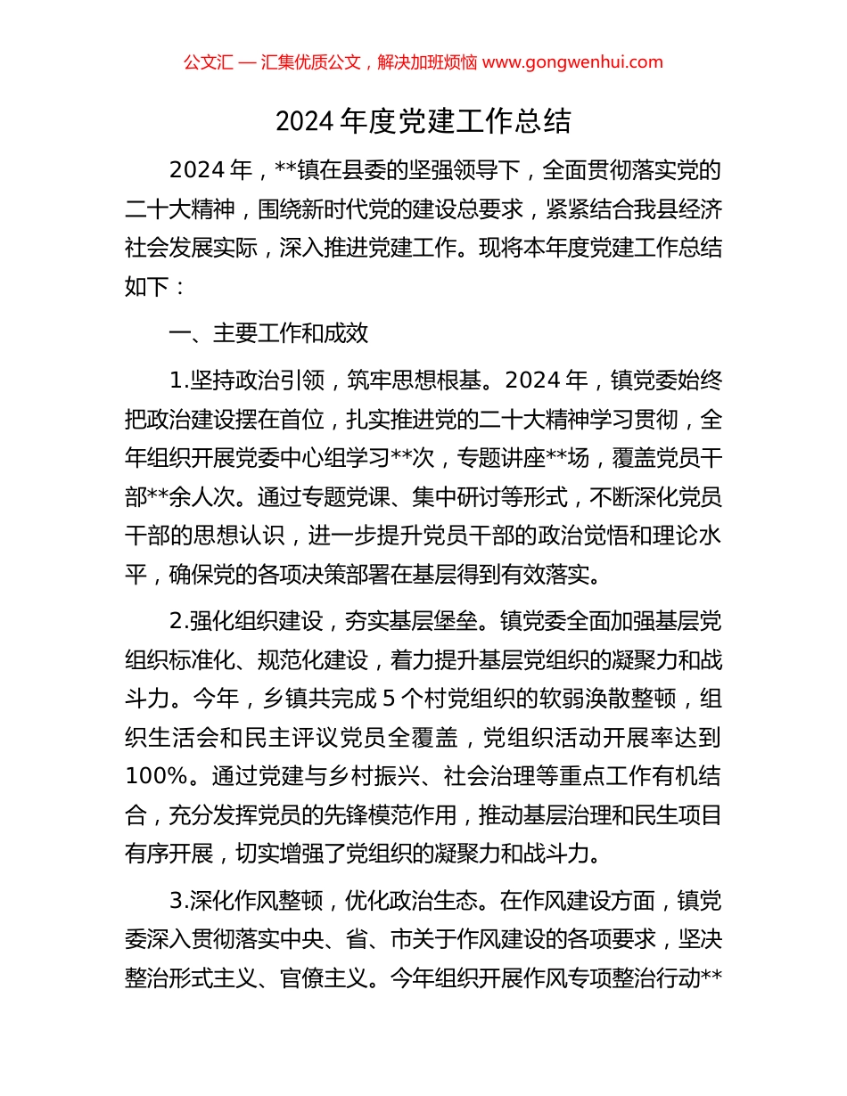 2024年度党建工作总结_第1页