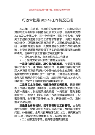 行政审批局2024年工作情况汇报