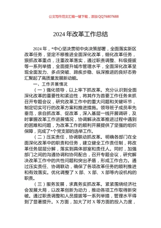 2024年改革工作总结