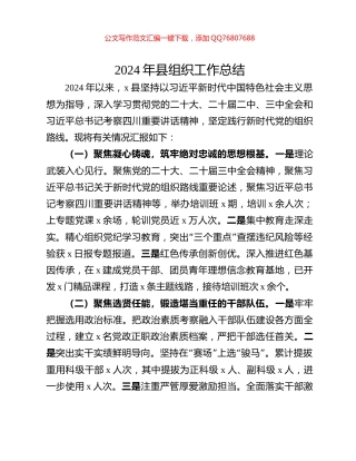 2024年县组织工作总结