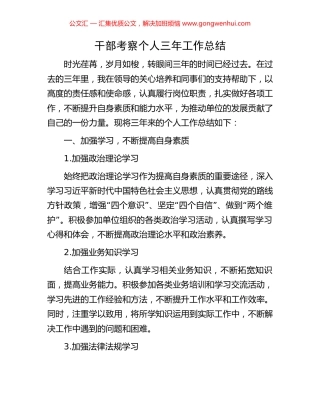 干部考察个人三年工作总结