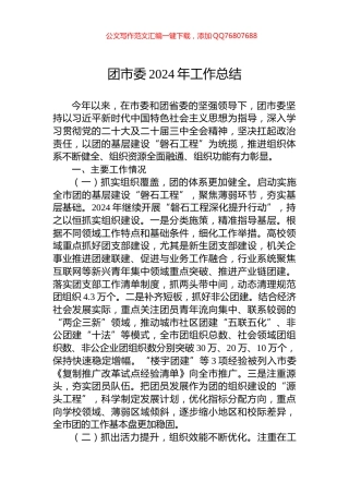 团市委2024年工作总结