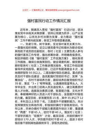 强村富民行动工作情况汇报