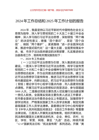 2024年工作总结和2025年工作计划的报告
