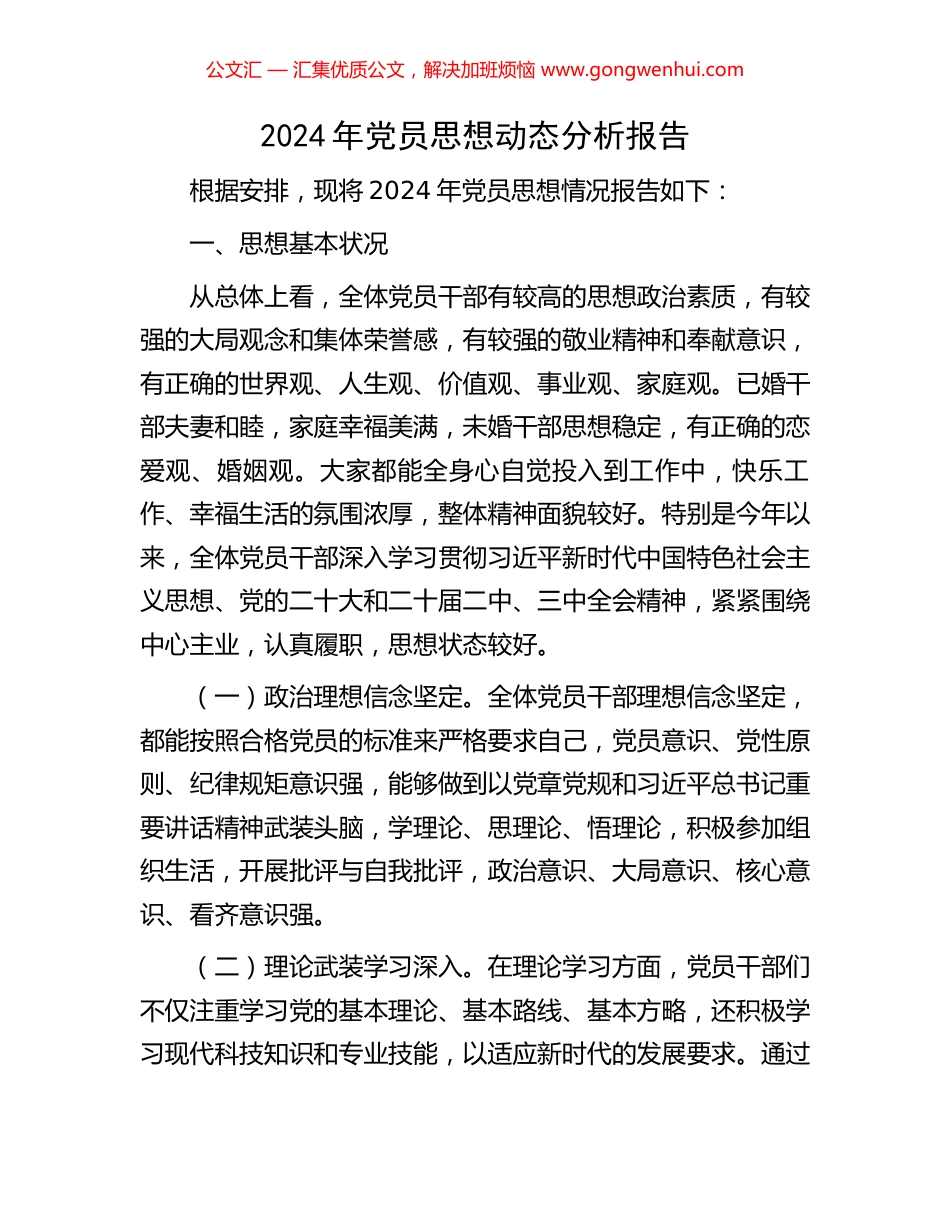 2024年党员思想动态分析报告_第1页