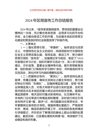 2024年区局宣传工作总结报告