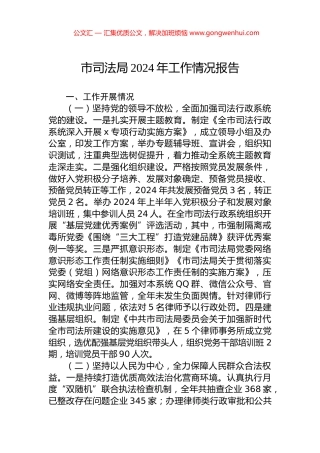 市司法局2024年工作情况报告