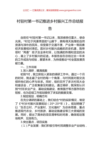 村驻村第一书记推进乡村振兴工作总结报告 (2)