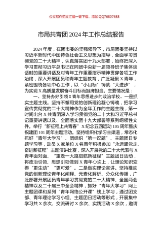 市局共青团2024年工作总结报告