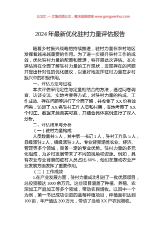 2024年最新优化驻村力量评估报告