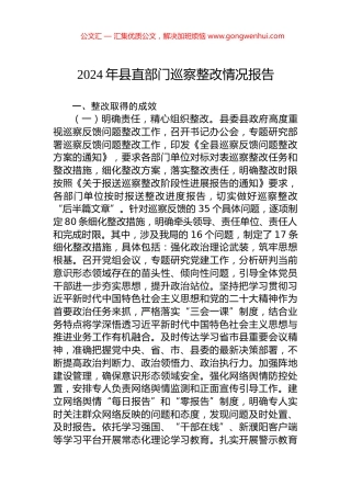 2024年县直部门巡察整改情况报告 (2)