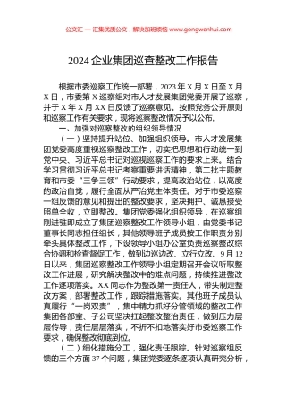 2024企业集团巡查整改工作报告