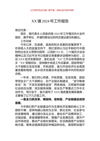 XX镇2024年工作报告