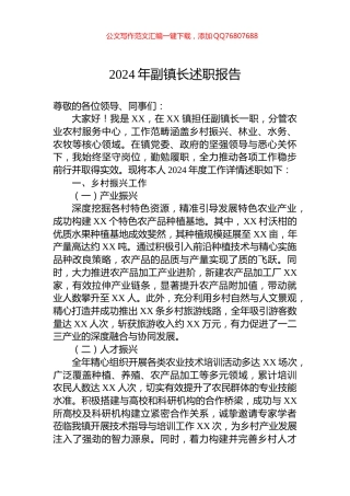 2024年副镇长述职报告