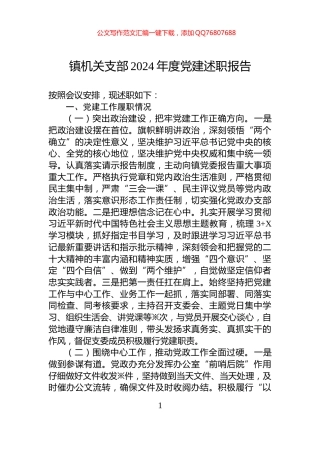 镇机关支部2024年度党建述职报告