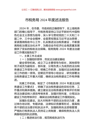 市税务局+2024+年度述法报告