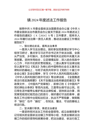 镇2024年度述法工作报告