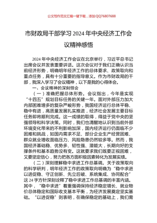 市财政局干部学习2024年中央经济工作会议精神感悟