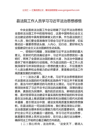 县法院工作人员学习习近平法治思想感悟