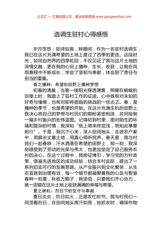 选调生驻村心得感悟