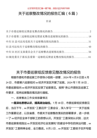 关于巡察整改情况的报告汇编（6篇）