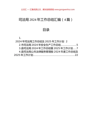 司法局2024年工作总结汇编（4篇）