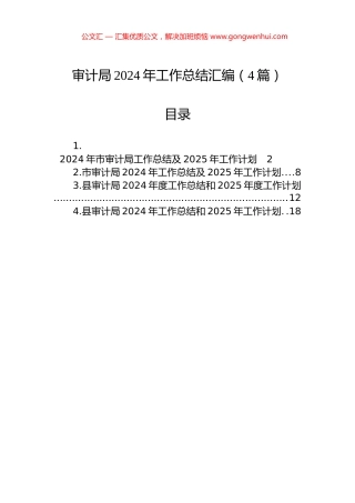 审计局2024年工作总结汇编（4篇）
