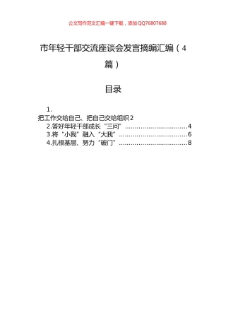 市年轻干部交流座谈会发言摘编汇编（4篇）