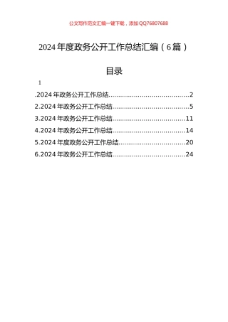 2024年度政务公开工作总结汇编（6篇）