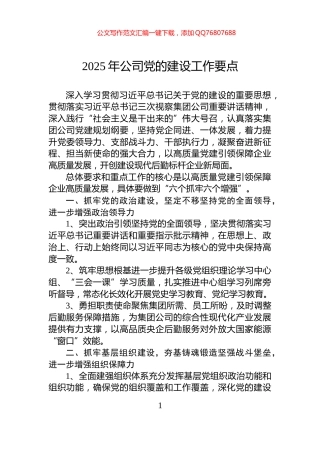 2025年公司党的建设工作要点