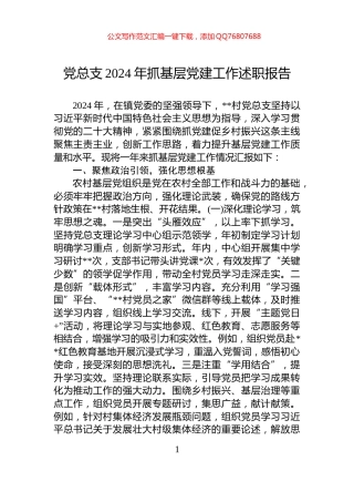 党总支2024年抓基层党建工作述职报告