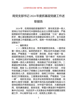 局党支部书记2024年度抓基层党建工作述职报告