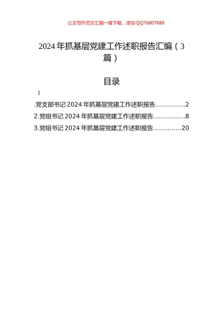 2024年抓基层党建工作述职报告汇编（3篇）-2