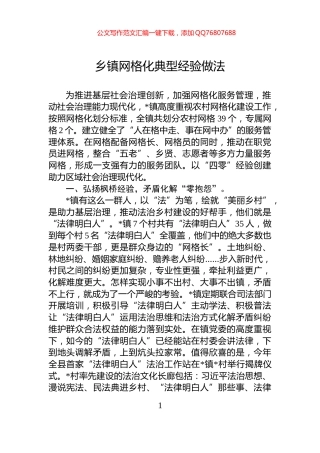 乡镇网格化典型经验做法