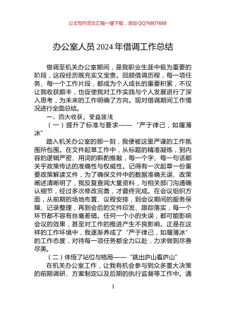 办公室人员2024年借调工作总结