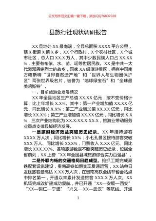 县旅行社现状调研报告