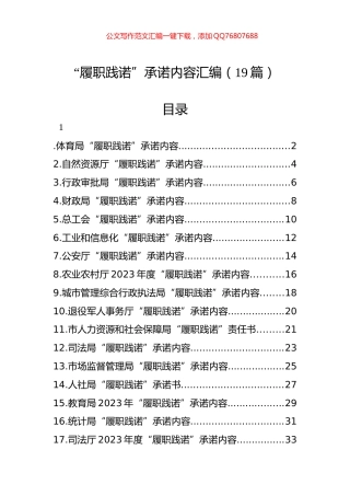 “履职践诺”承诺内容汇编（19篇）