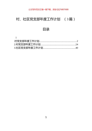 村、社区党支部年度工作计划（3篇）
