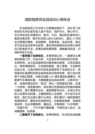 消防指挥员实战培训心得体会