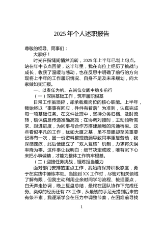 2025年个人述职报告