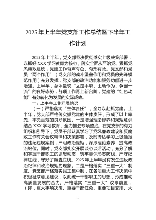 2025年上半年党支部工作总结暨下半年工作计划