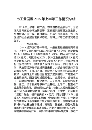 市工业园区2025年上半年工作情况总结