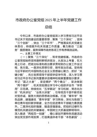 市政府办公室党组2025年上半年党建工作总结