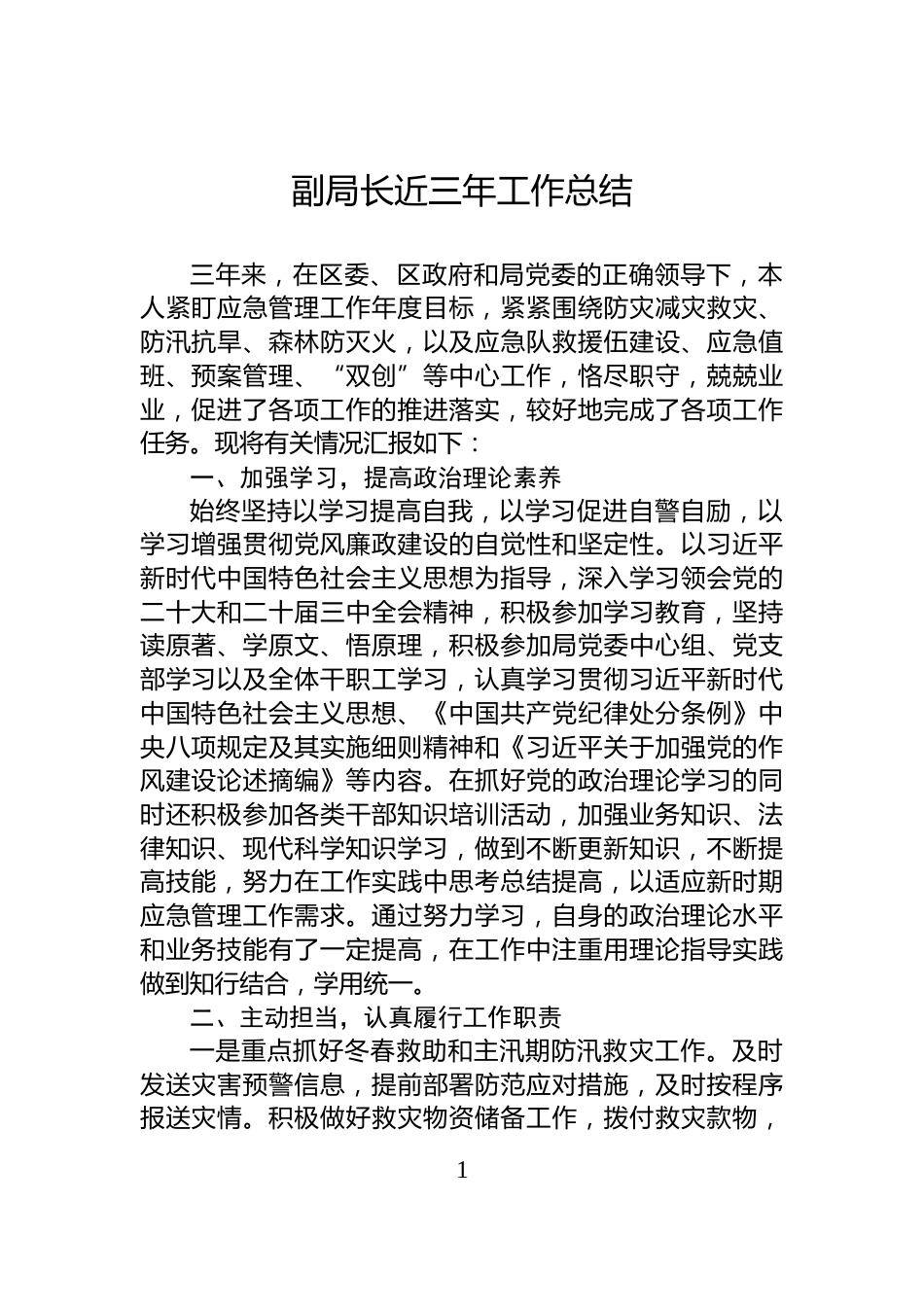 副局长近三年工作总结_第1页