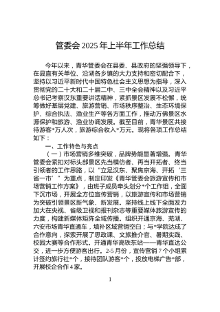 管委会2025年上半年工作总结