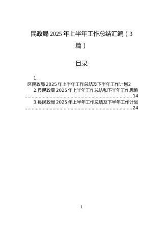 民政局2025年上半年工作总结