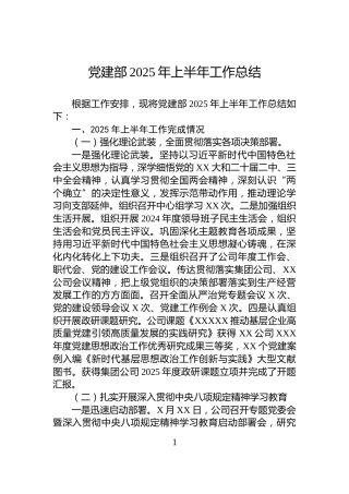 党建部2025年上半年工作总结