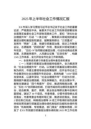 2025年上半年社会工作情况汇报