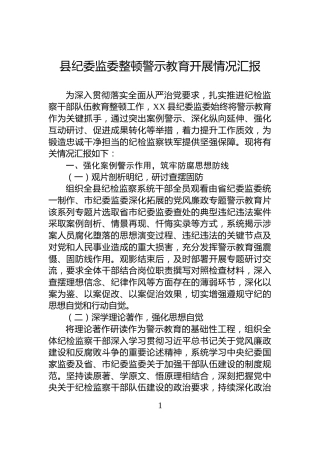 县纪委监委整顿警示教育开展情况汇报