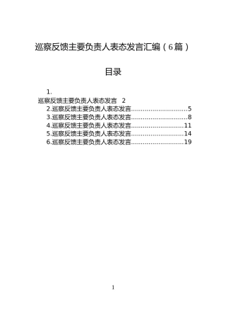 巡察反馈主要负责人表态发言汇编（6篇）